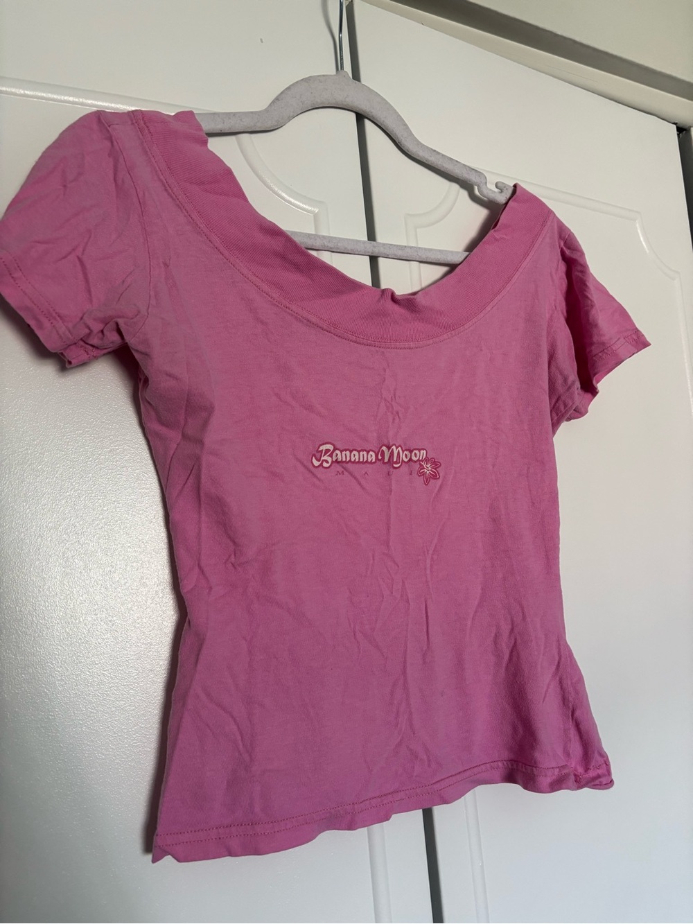 Bananamoon y2k Pink Scoop Neck Short Sleeve Tee